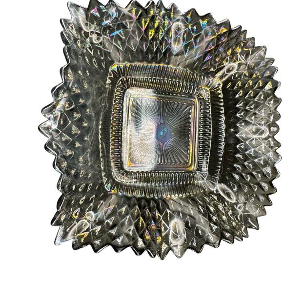 Vintage Smoke Gray Carnival Glass Iridescent‎ Sawtooth Candy Dish Indiana Glass - Picture 1 of 10
